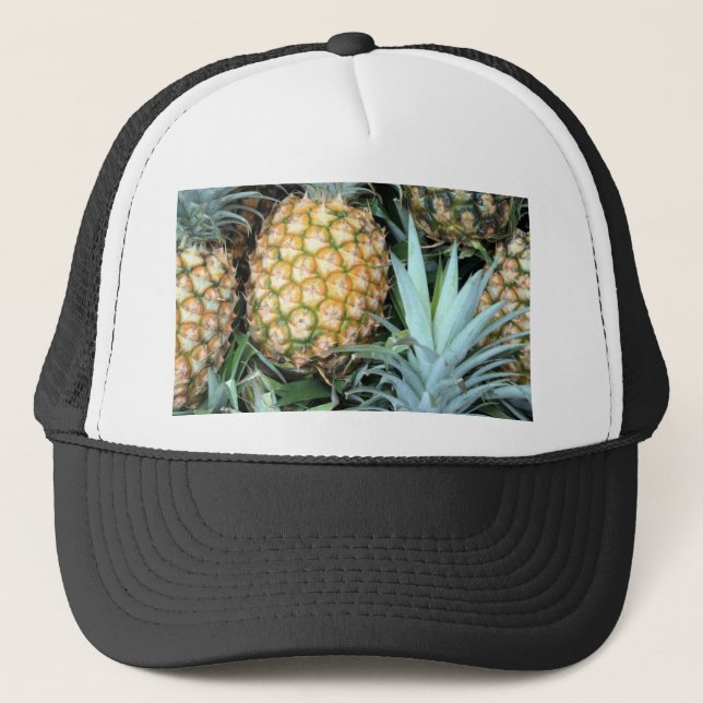Gorra De Camionero Verde azuladas, verdes y doradas piñas hawaianas (Anverso)