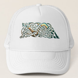 Gorra De Camionero Verde azulado y oro tribal celta