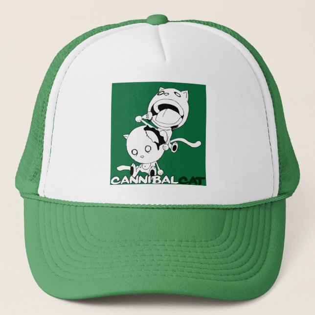 Gorra De Camionero Verde del gato del caníbal (Anverso)