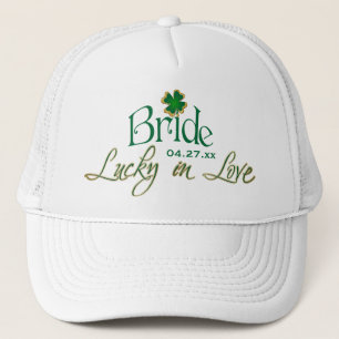 Gorra De Camionero Verde esmeralda, trébol blanco afortunado en novi