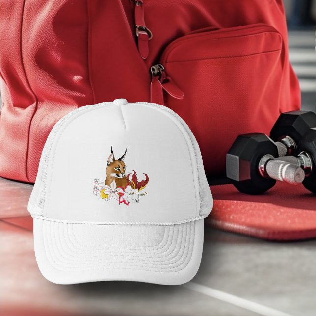 Gorra De Camionero Verde floral de gato salvaje caracal (Subido por el creador)