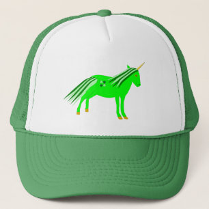Gorra De Camionero Verde irlandés lindo y unicornio de oro