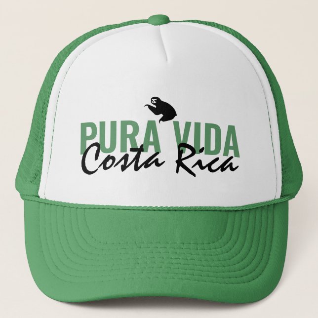 Gorra De Camionero Verde masculino de Costa Rica Pura Vida (Anverso)
