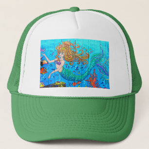 Gorra De Camionero verde redheaded de la sirena