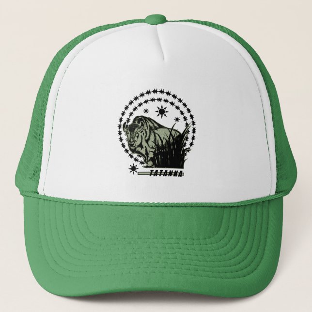 Gorra De Camionero Verde Sun-Americano del búfalo/del bisonte de (Anverso)