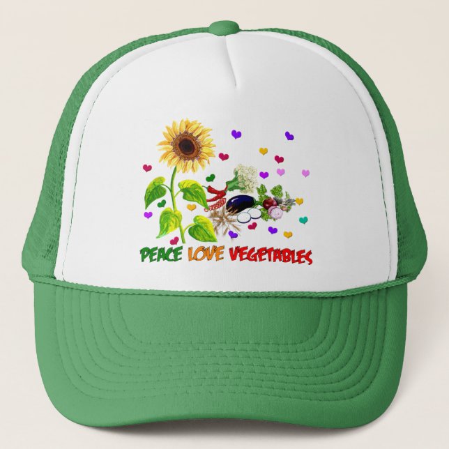 Gorra De Camionero Verduras del amor de la paz (Anverso)