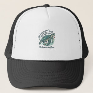 Gorra De Camionero Versículo de la Biblia de Tortuga Marina Diseño de