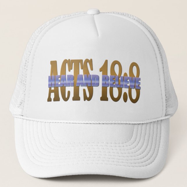 Gorra De Camionero Verso de la Biblia: ESCUCHAR Y CREER (Anverso)