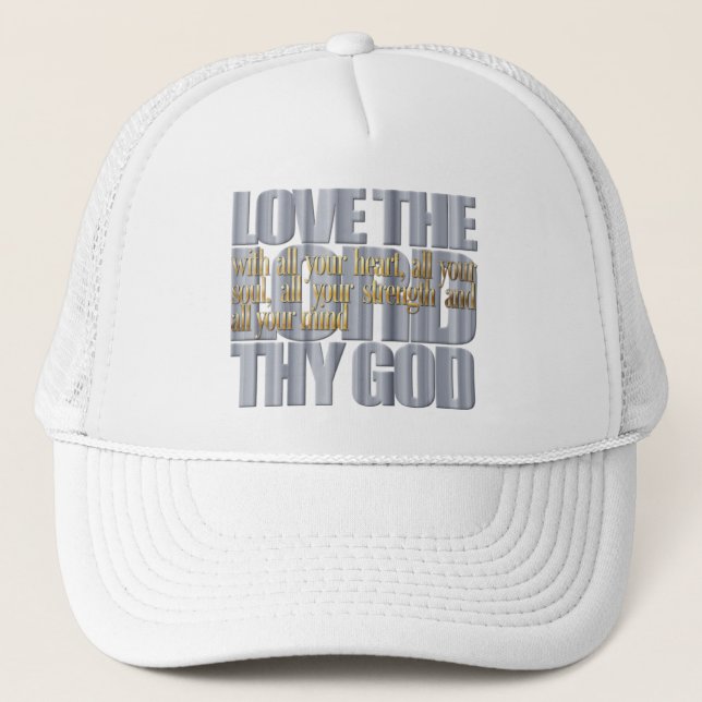 Gorra De Camionero Verso de la Biblia: Lucas 10:27 (Anverso)
