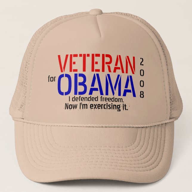 Gorra De Camionero Veterano para Obama - el casquillo de Poltical (Anverso)
