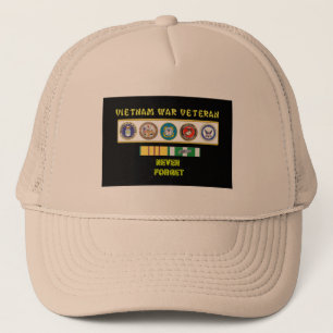 GORRA DE CAMIONERO VETERINARIO DE LA GUERRA DE VIETNAM DE 5 SERVICIOS