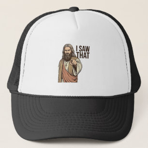 Gorra De Camionero Vi ese grabado vintage religioso señalando camiset
