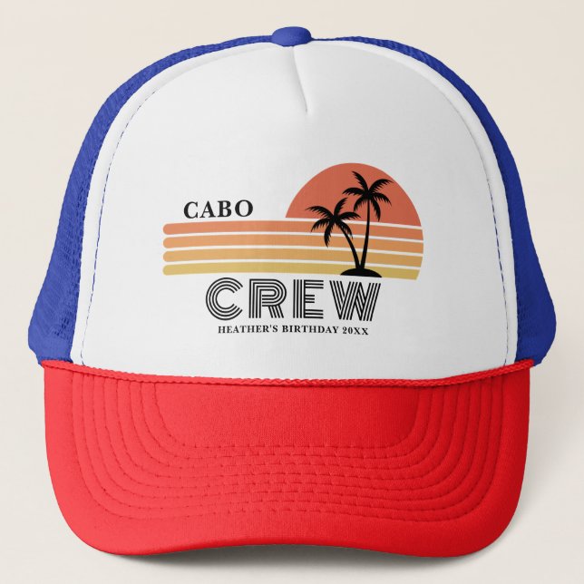 Gorra De Camionero Viaje de cumpleaños de vacaciones Retro Sunset (Anverso)
