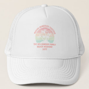 Gorra De Camionero Viaje de playa tropical retro para familias person