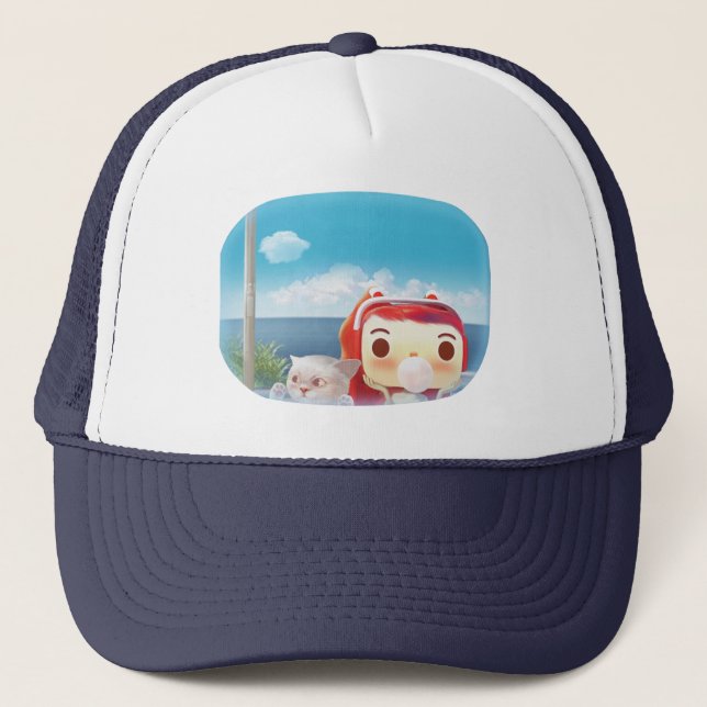 Gorra De Camionero Viaje en tren con gato (Anverso)