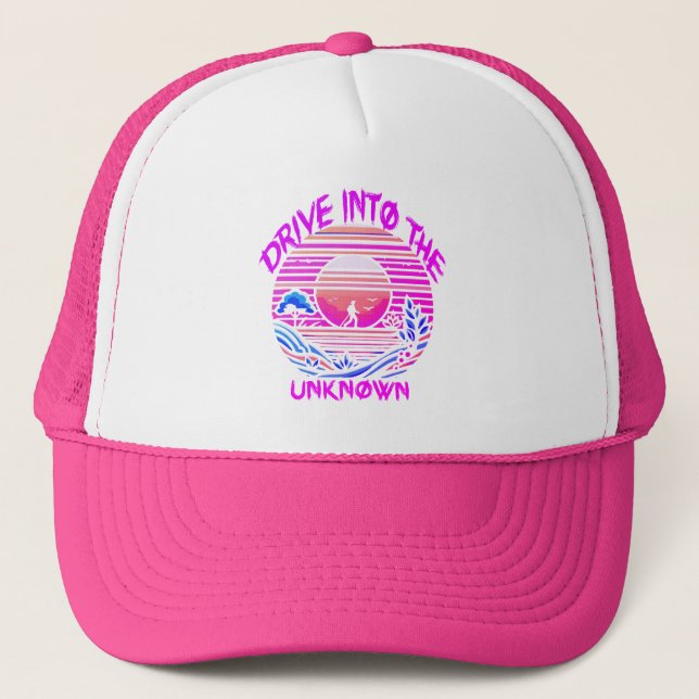 Gorra De Camionero Viaje enigmático: Exploración Retro Sunset (Anverso)