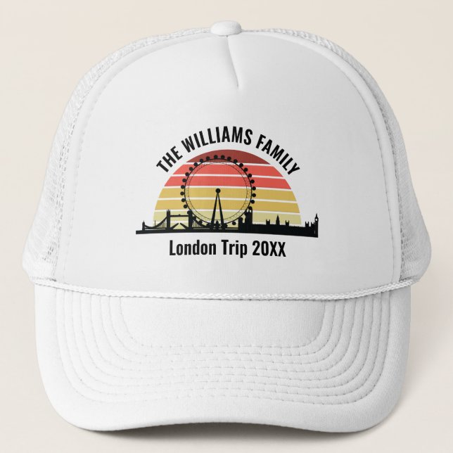 Gorra De Camionero Viaje familiar de Personalizados Sunset en Londres (Anverso)
