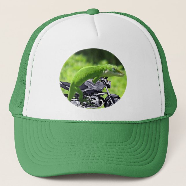 Gorra De Camionero Viajero gecko verde hawaiano (Anverso)