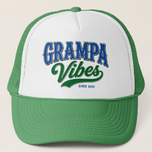 Gorra De Camionero Vibraciones de Abuelo Verde Azul Diseño de Texto R