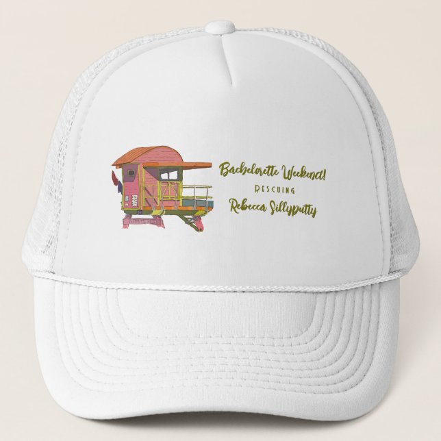 Gorra De Camionero Vibraciones de salvavidas rosado fin de semana de  (Anverso)