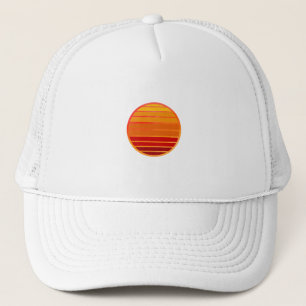Gorra De Camionero Vibraciones Retro del Atardecer Estética