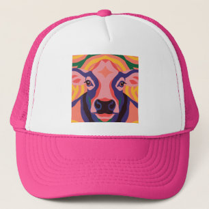 Gorra De Camionero Vibrant Pop Art Cow Face Portrait