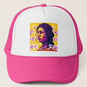 Gorra De Camionero Vibrant Stylized Portrait with Abstract Elements