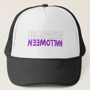 Gorra De Camionero Vibrante diseño de Halloween púrpura con divertido