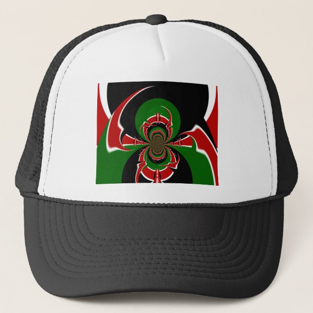 Gorra De Camionero Vibrante patrón de bandera keniana: Un arte podero (Anverso)