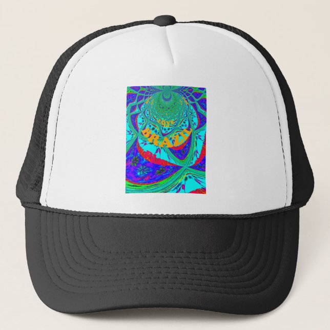 Gorra De Camionero Vibrante patrón floral: tributo brasileño come amo (Anverso)