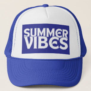 GORRA DE CAMIONERO VIBRAZONES DE VERANO TIPOGRAFÍA BLANCA