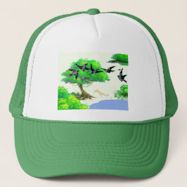 Gorra De Camionero Vida de los bosques primaverales con aves y ardill