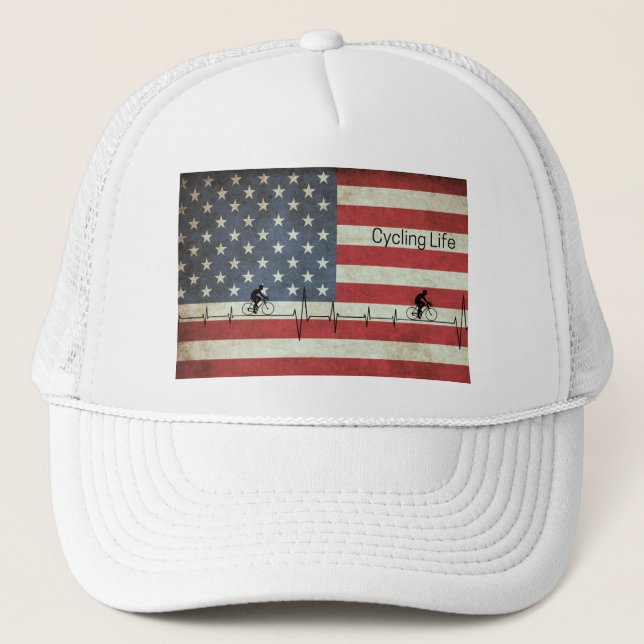 Gorra De Camionero Vida en bicicleta, estrellas y rayas (Anverso)