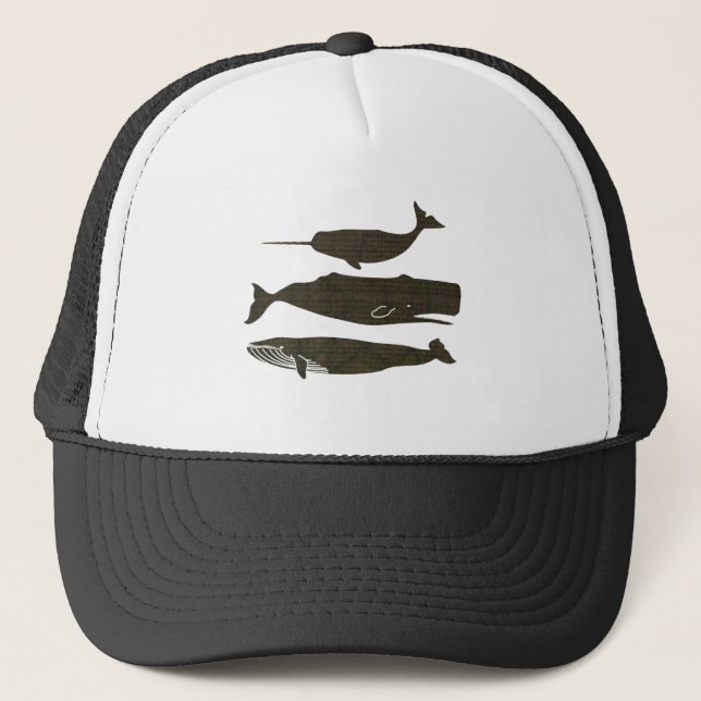 Gorra De Camionero Vida marina náutica de ballena antigua (Anverso)