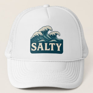 Gorra De Camionero Vida Salada Azul Turquesa Olas de Playa Gráfica
