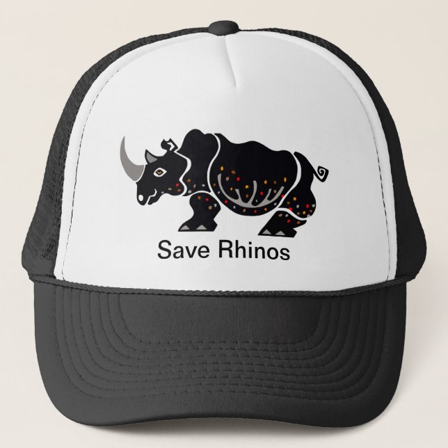 Gorra De Camionero Vida silvestre - Salvar RHINOS - Animales en pelig (Anverso)