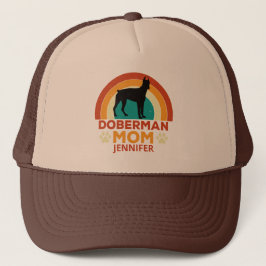 Gorra De Camionero Viejo Doberman Dog Mom Sunset Personalizado