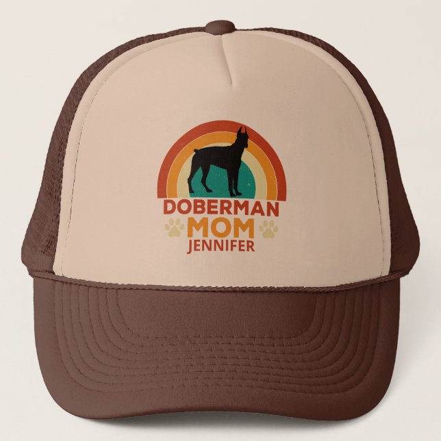 Gorra De Camionero Viejo Doberman Dog Mom Sunset Personalizado (Anverso)