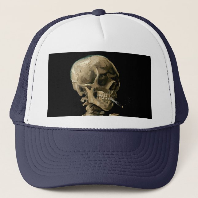 Gorra De Camionero Vincent van Gogh - Calavera con cigarrillo en llam (Anverso)