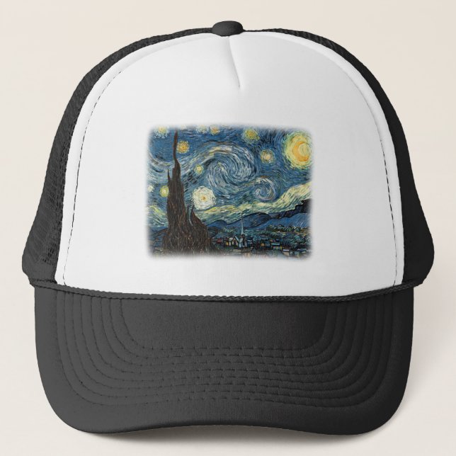 Gorra De Camionero Vincent van Gogh, Noche Starry. Arte famoso. (Anverso)