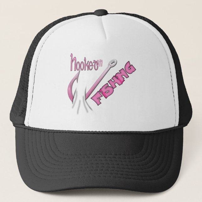 Gorra De Camionero Vinculado A La Pesca De Hook Rosa (Anverso)