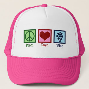 Gorra De Camionero Vino de amor por la paz Uvas de vino rosa