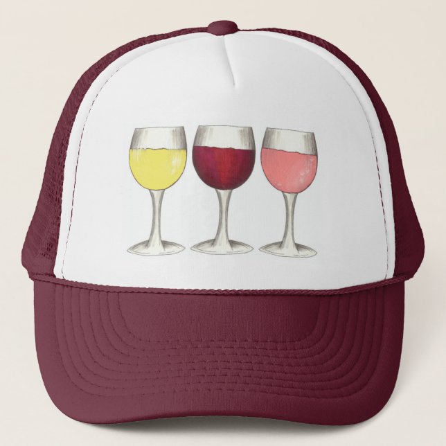 Gorra De Camionero Vino Vineyard de Vino Red White Rosé Glasses (Anverso)