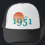 Gorra De Camionero Vintage 1951 70th Birthday Retro Sunset<br><div class="desc">Vintage 1951 70th Birthday Retro Sunset</div>
