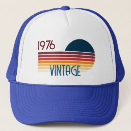 Gorra De Camionero Vintage 1976 Retro Stripe Sun 50 cumpleaños