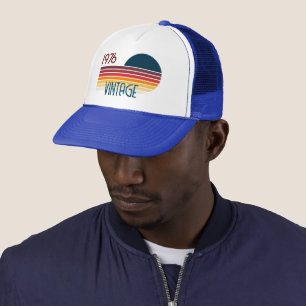 Gorra De Camionero Vintage 1976 Retro Stripe Sun 50 cumpleaños