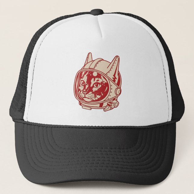 Gorra De Camionero Vintage cat astronaut     (Anverso)