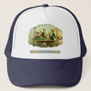 Gorra De Camionero Vintage Cigar Label Art, Club Friends Billiards