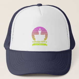 Gorra De Camionero Vintage Colorful Happy 60 cumpleaños Cake