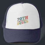 Gorra De Camionero Vintage colors Distressed 70th birthday squad<br><div class="desc">vintage colored Distressed 70th birthday squad typography text design fitting for old people who have their 70th birthday. It can also be given as a Birthday gift to your best friend, relative, father or mother who have turned 70 years old. Happy 70th birthday illustration for celebrating the birthday of your...</div>